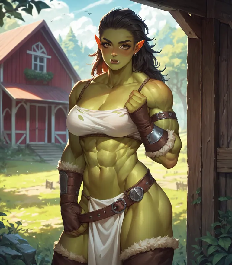 Gemma shy orc monster girl AI character on GirlfriendGPT