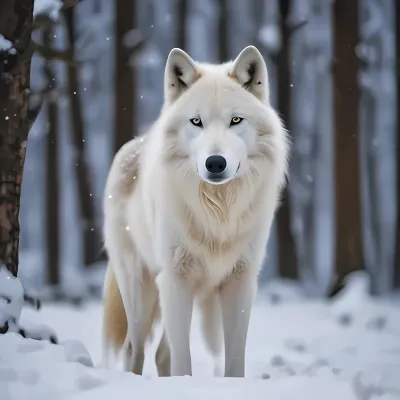 Wolf solitary snow wolf AI character on PolyBuzz